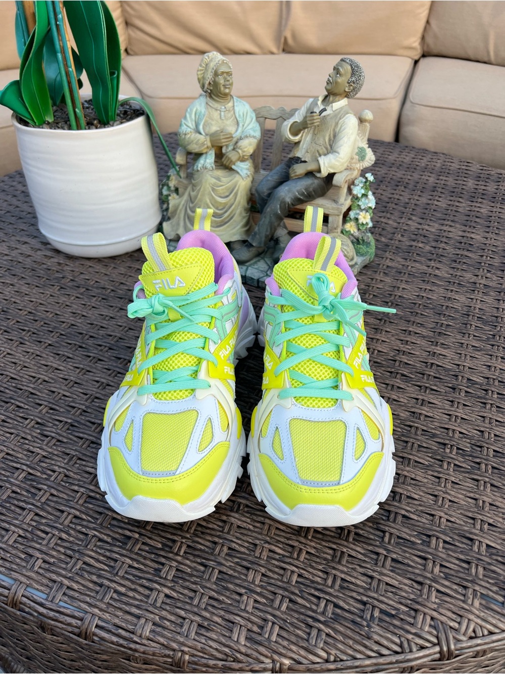 Fila Electrove 2 5RM01744-744 Womens Yellow Leather Lifestyle Sneakers Shoes